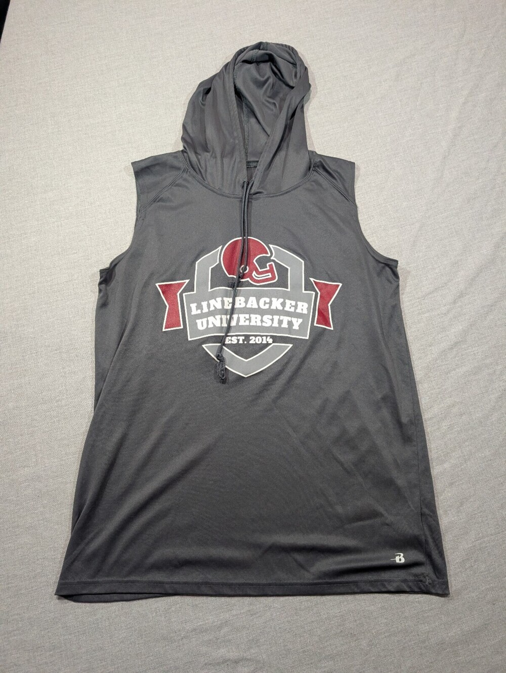 Badger Sport Linebacker University Sleeveless Hooded Shirt Gray Size M